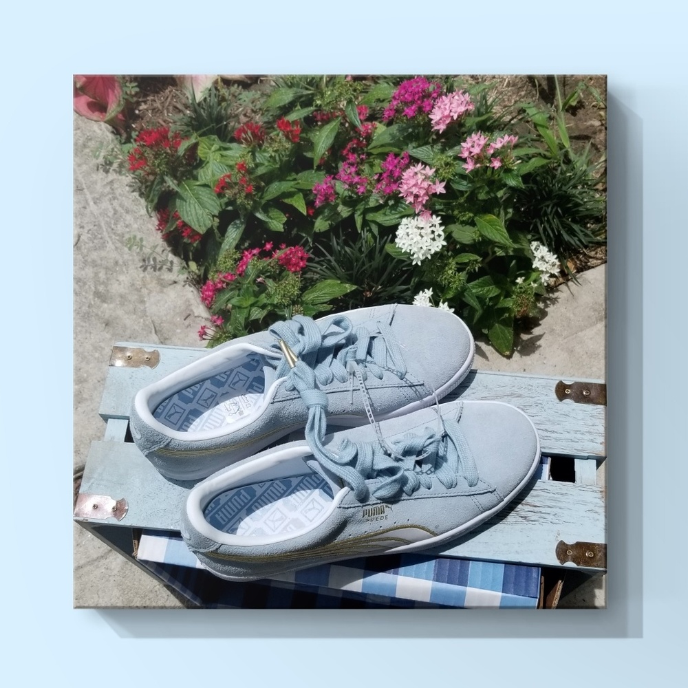 Puma suede Vasity Shoes blue sz8 - Picture 1 of 7
